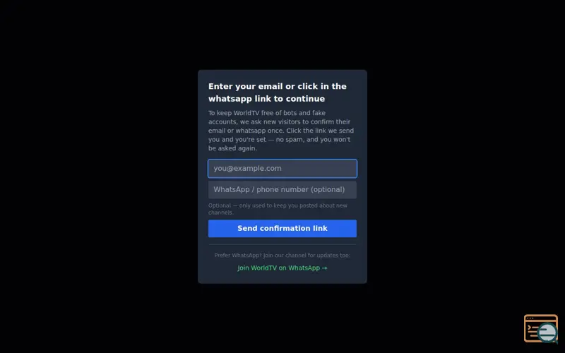 Screenshot of WorldTV