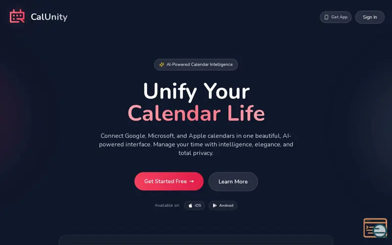 Screenshot of CalUnity