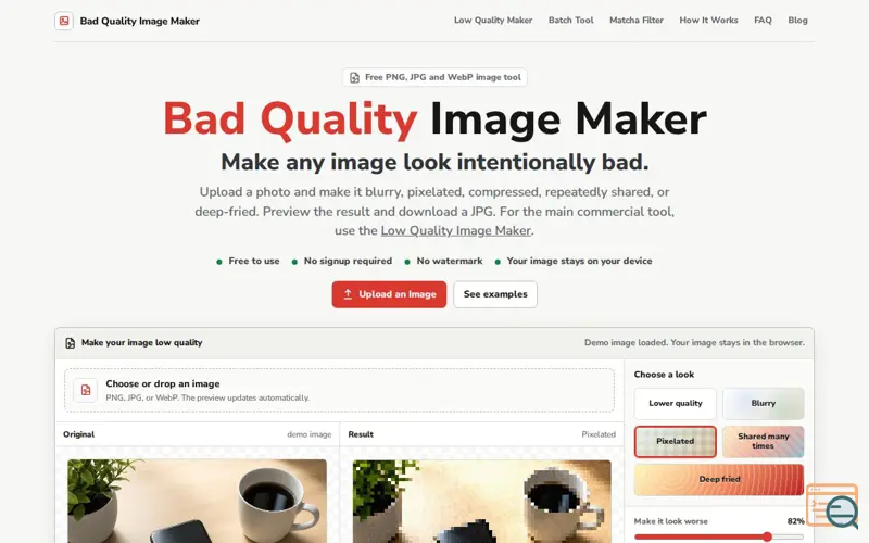 Screenshot of Bad Quality Image Maker