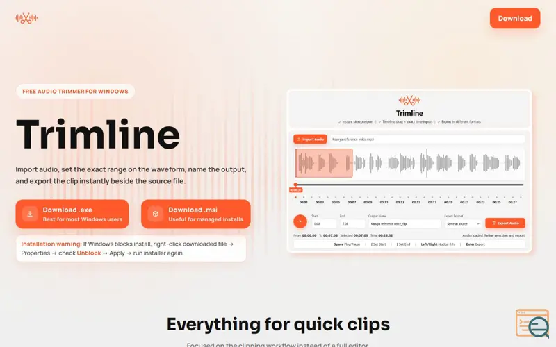 Screenshot of Trimline