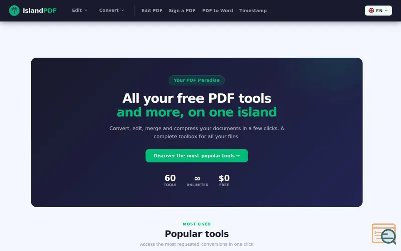 Screenshot of IslandPDF — Your PDF Paradise