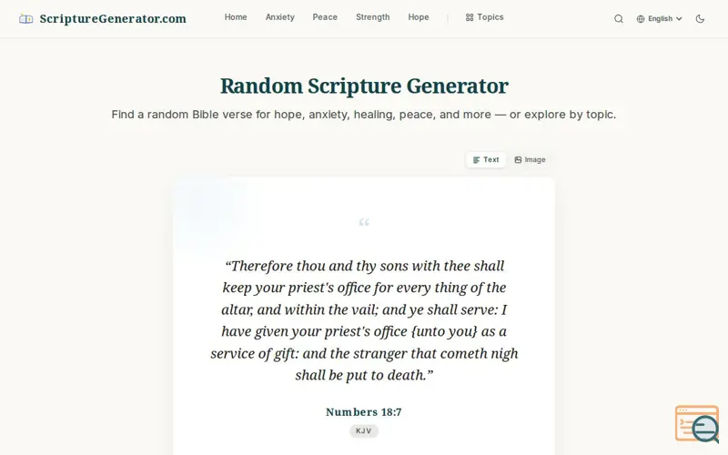Screenshot of ScriptureGenerator.com