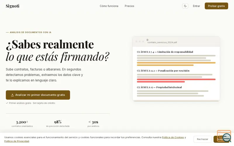 Screenshot of Signoti, a launch using Buzón de Correo