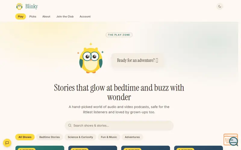 Screenshot of Blinky — Kid-safe Podcasts & Bedtime Stories for Families