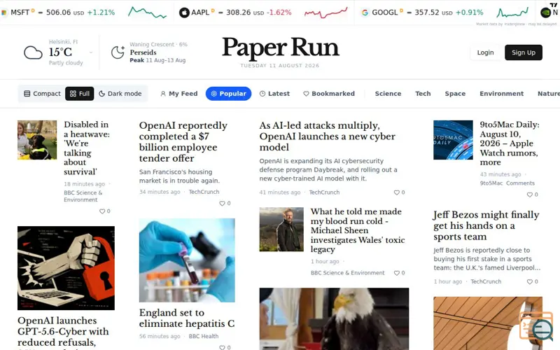 Screenshot of Paperrun