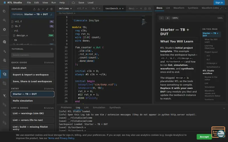 Screenshot of RTL Studio, a launch using DOMPurify