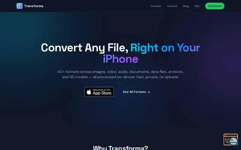Screenshot of Transforma