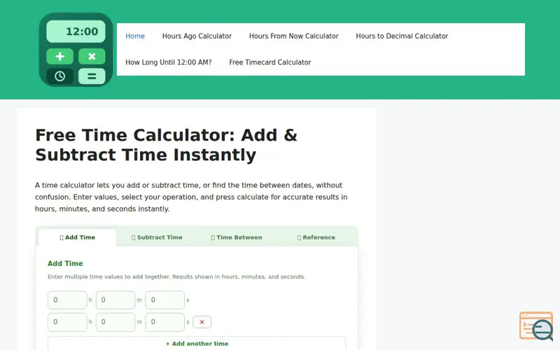Screenshot of calculatorspan