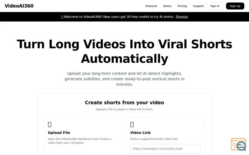 Screenshot of VideoAI360