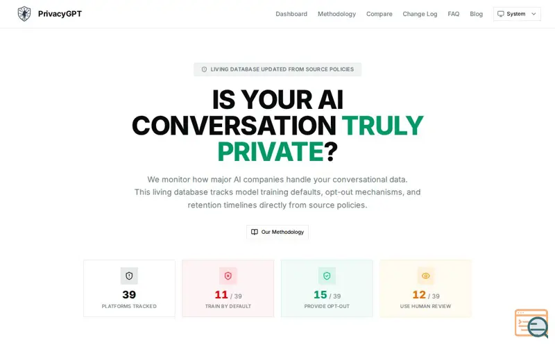 Screenshot of PrivacyGPT