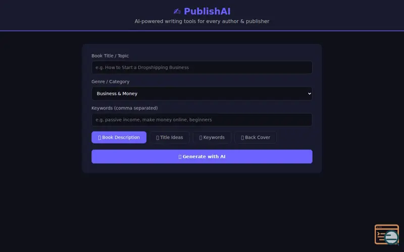Screenshot of PublishAI