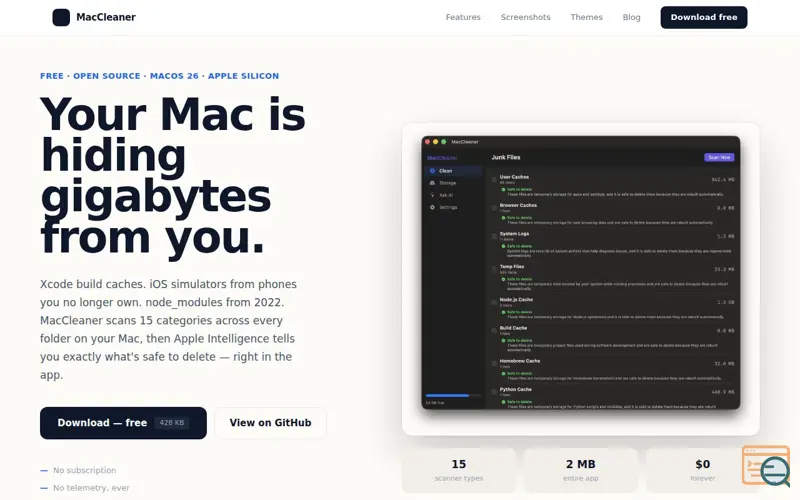 Screenshot of MacCleaner