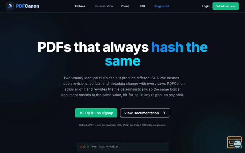 Screenshot of PDFCanon