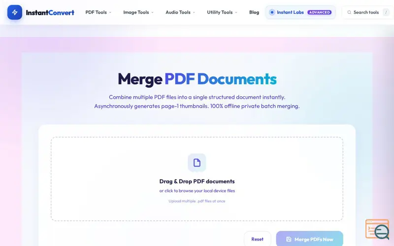 Screenshot of Merge PDF Online