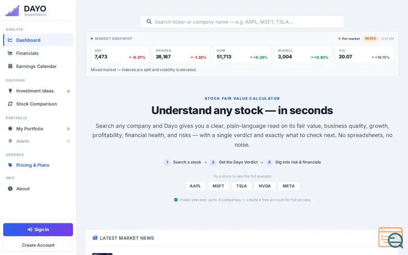 Screenshot of DAYO InvestValue