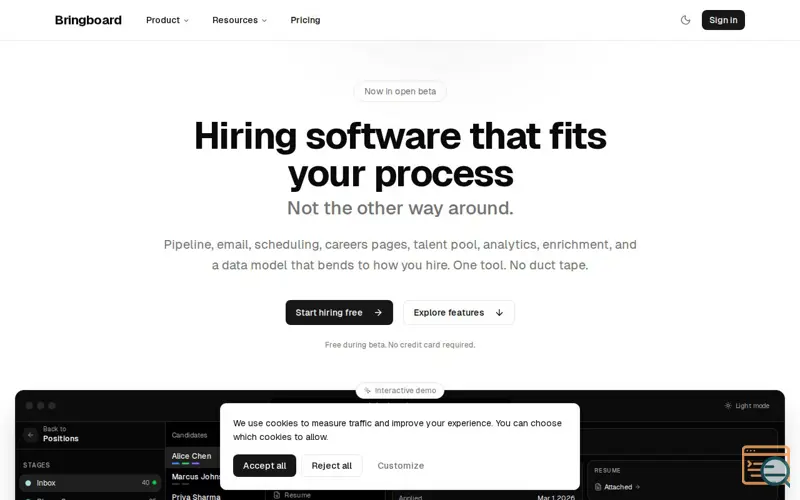 Screenshot of Bringboard