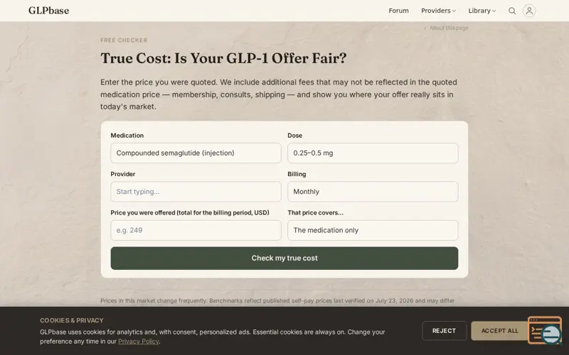Screenshot of True Cost by GLPbase
