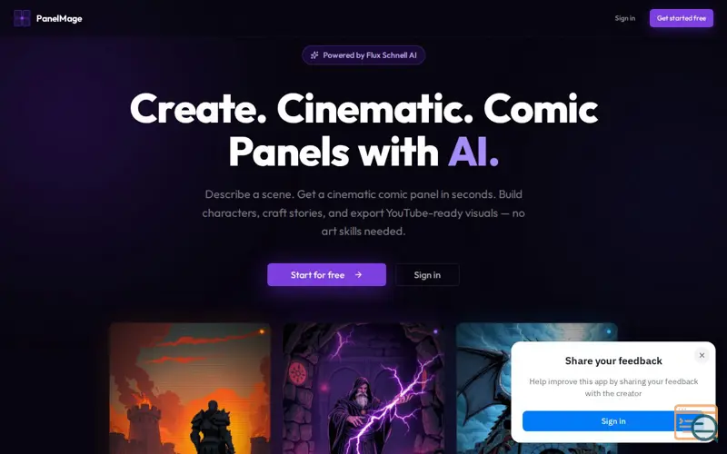 Screenshot of Comic Panel Generator