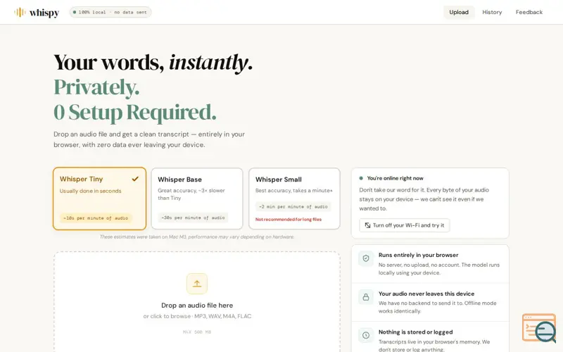 Screenshot of Usewhispy