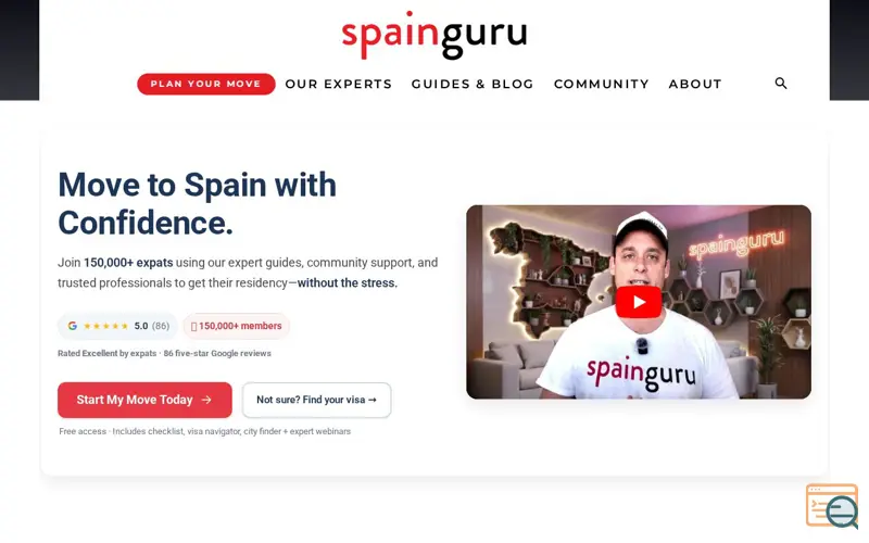 Screenshot of Spainguru, a launch using Bluehost