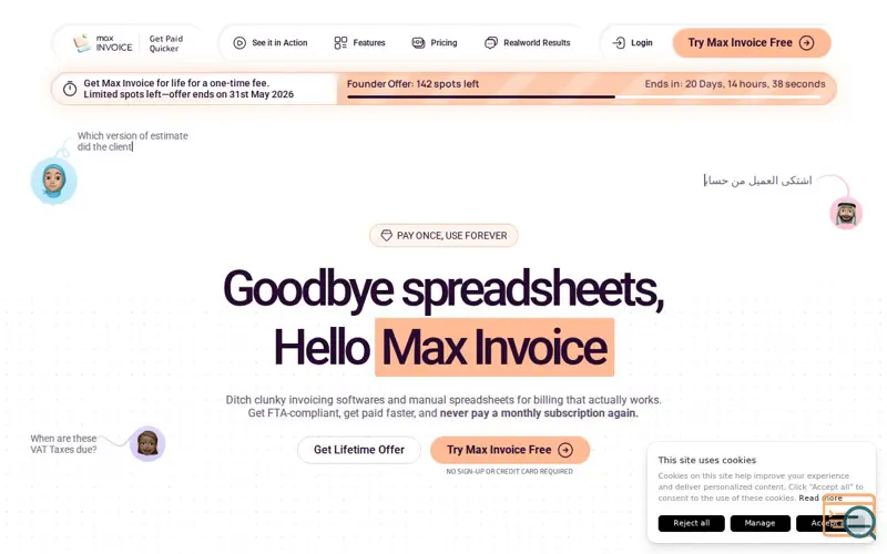 Screenshot of Max Invoice — Pay once, use forever!