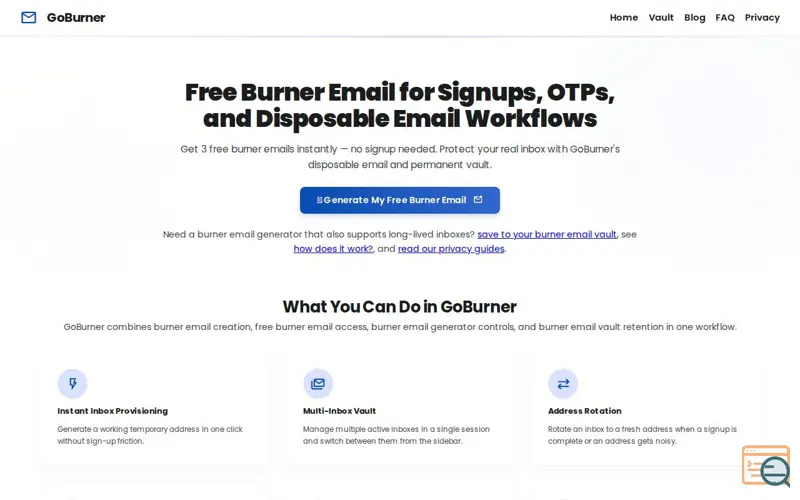 Screenshot of GoBurner, a launch using Syncfusion