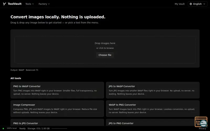 Screenshot of ToolVault
