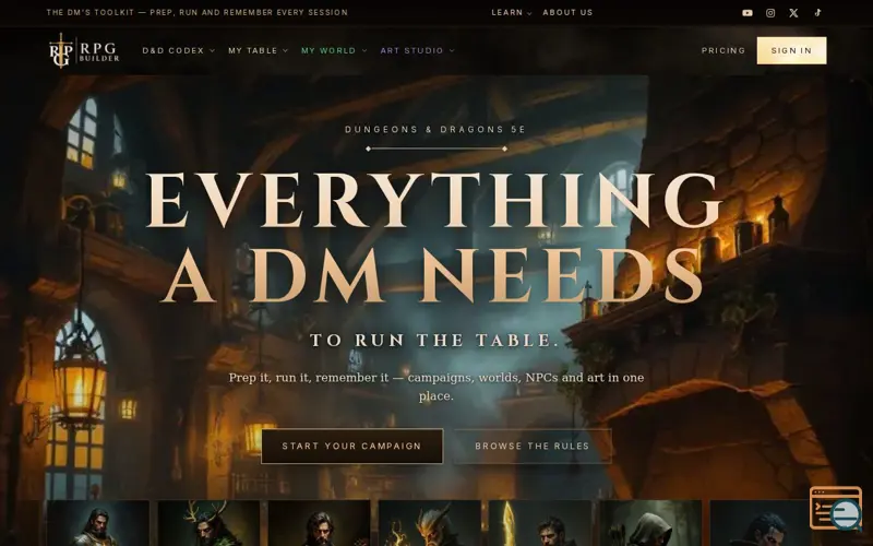 Screenshot of RPG Builder — D&D 5e Reference & AI Character Generators | RPG Builder