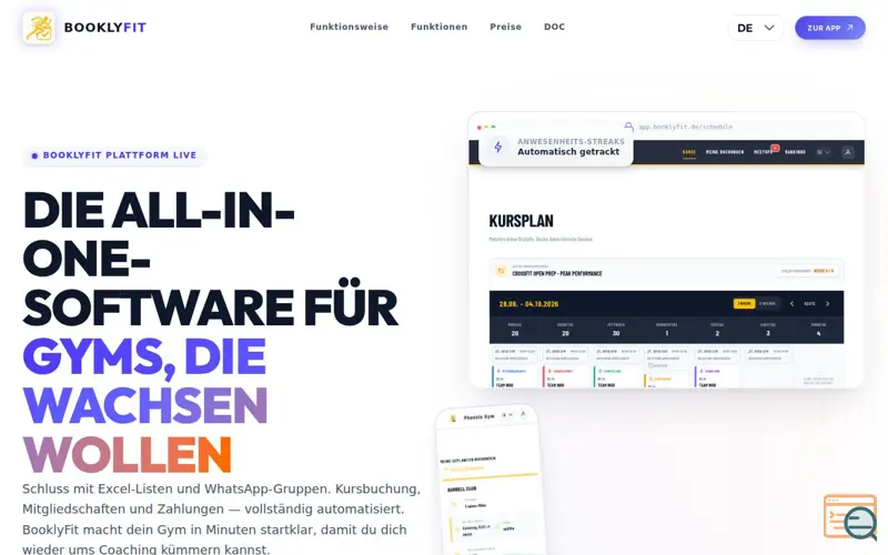 Screenshot of BooklyFit
