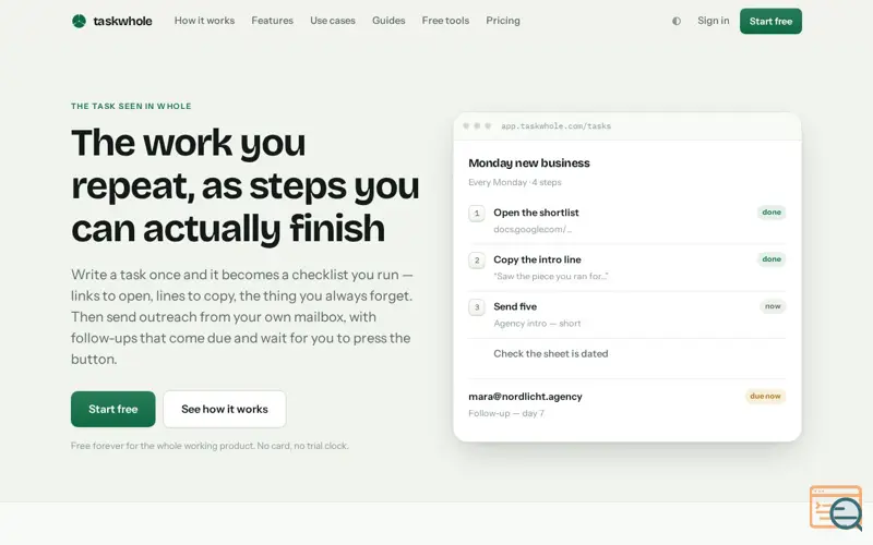 Screenshot of TaskWhole