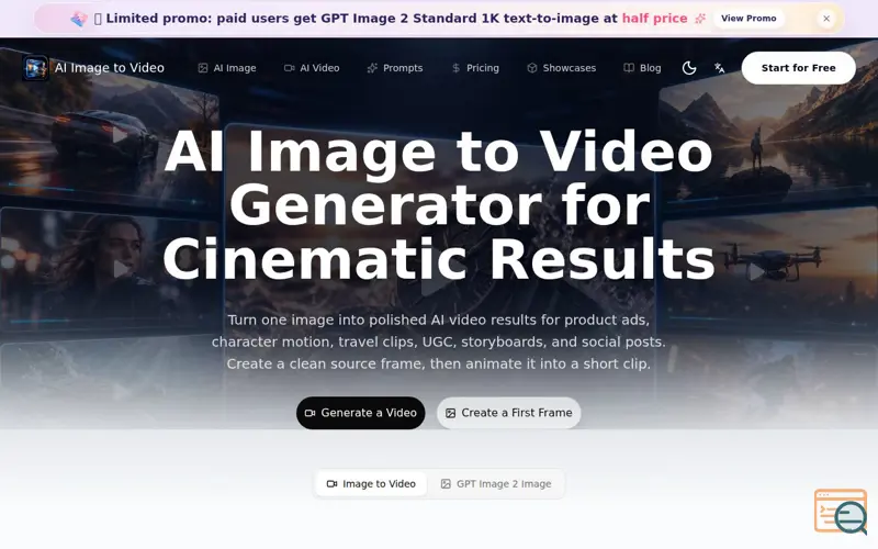 Screenshot of AI Image to Video