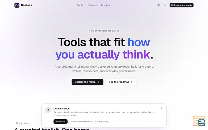 Screenshot of neolabs.top - All-in-one local AI tools