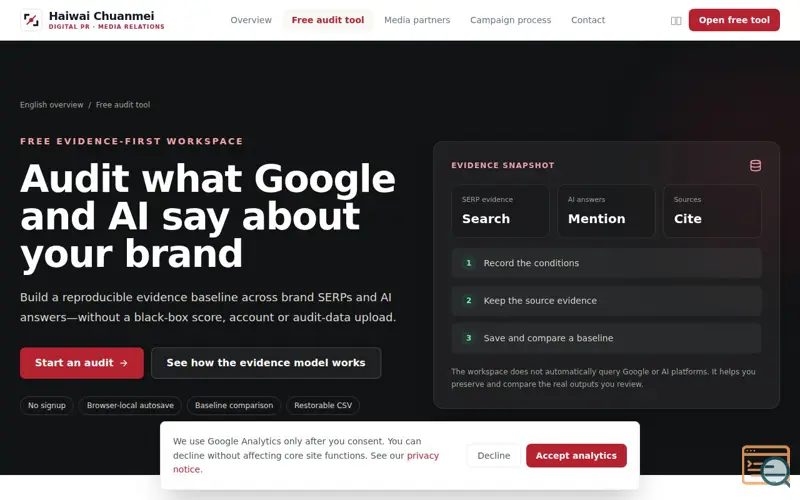 Screenshot of Brand SERP & AI Citation Audit