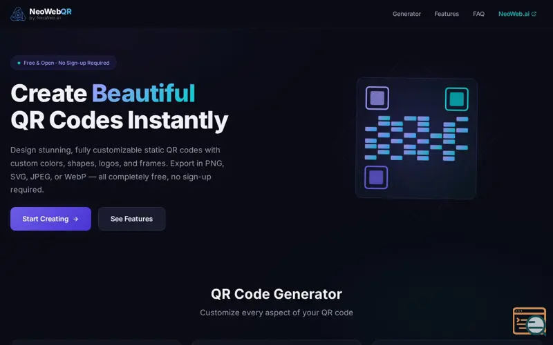 Screenshot of QR by NeoWeb.ai