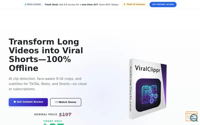 Screenshot of ViralClippr, a launch using Trouble Free Hosting DNS
