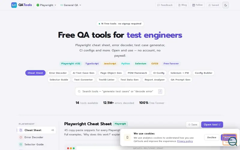 Screenshot of QATools v1