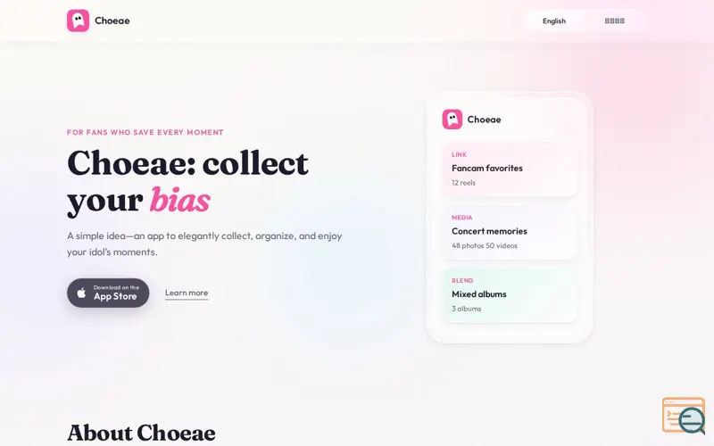 Screenshot of Choeae — A pure space for what you save