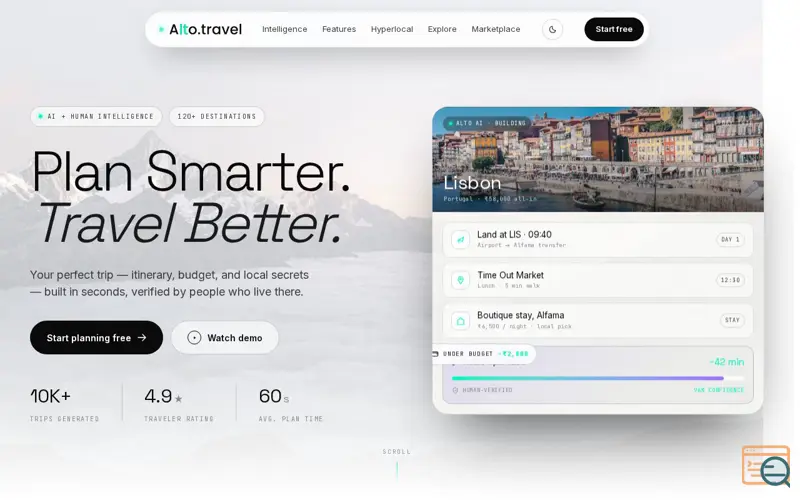 Screenshot of Alto.travel – AI Travel Operating System