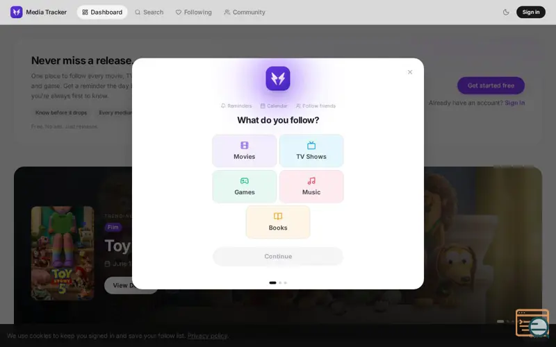 Screenshot of Media Tracker