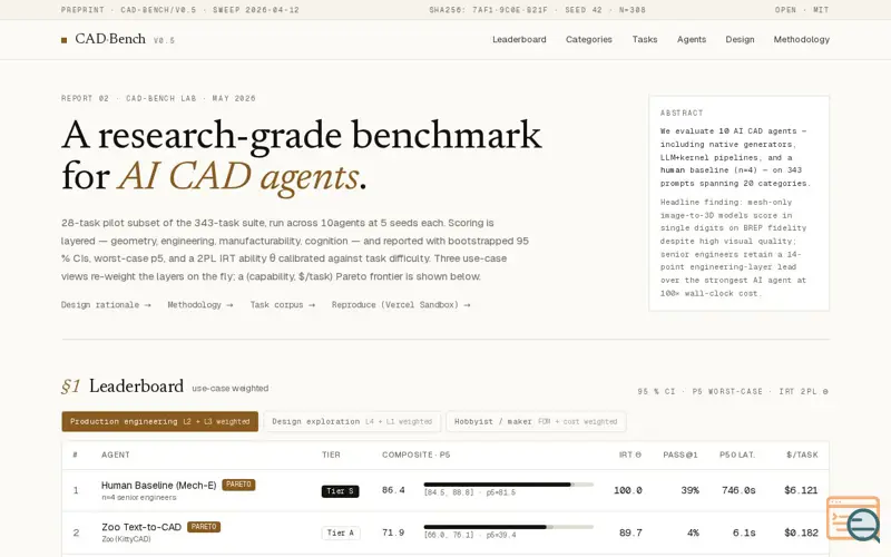 Screenshot of CADBench
