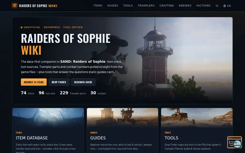 Screenshot of Raiders of Sophie Wiki