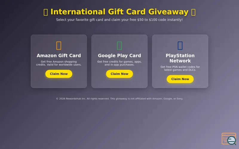 Screenshot of Claim Your Gift Card Now!