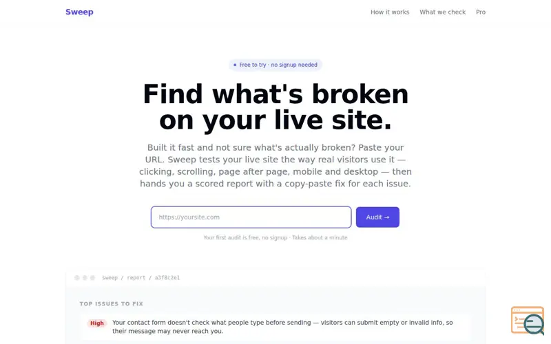Screenshot of Sweep