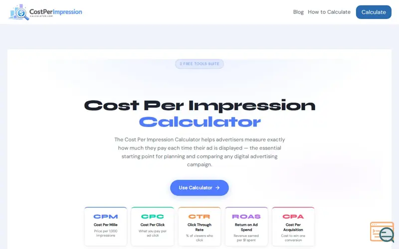 Screenshot of Cost Per Impression Calculator