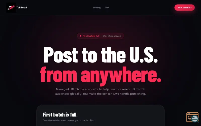 Screenshot of TokReach