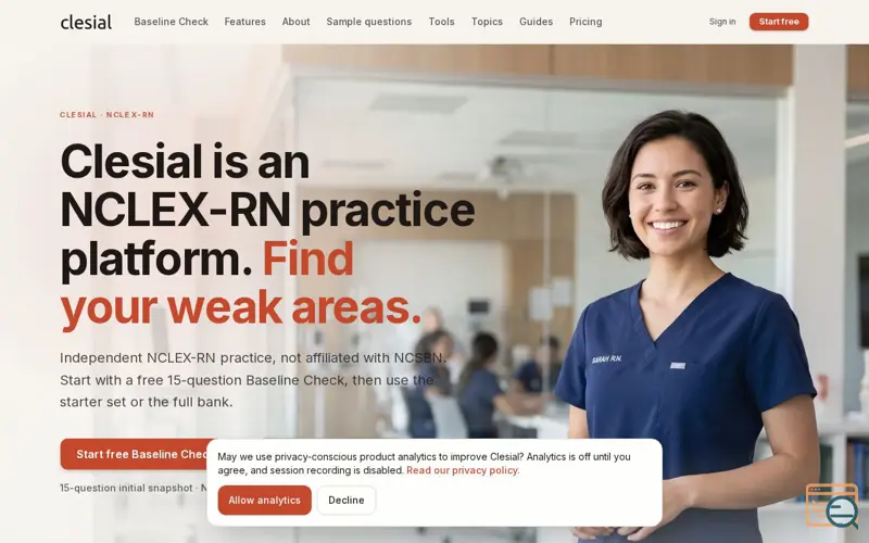 Screenshot of Clesial • NCLEX-RN Practice Questions & Readiness