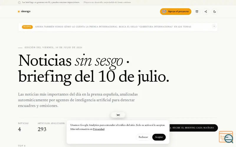 Screenshot of sinsesgo