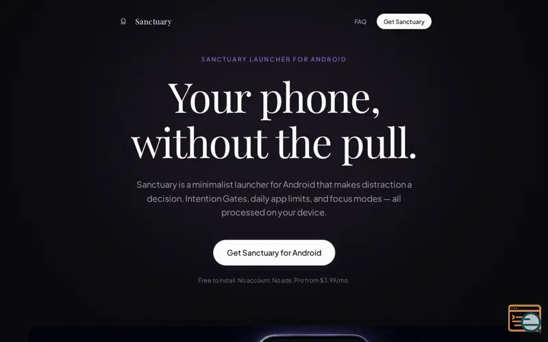 Screenshot of Sanctuary Launcher — Minimalist Android Launcher with Intention Gates