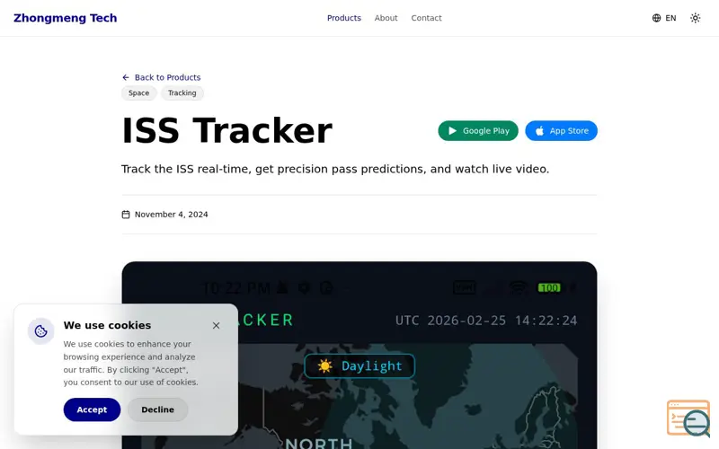 Screenshot of ISS Tracker