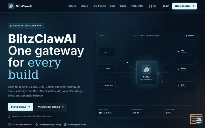 Screenshot of BlitzClawAI